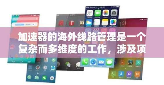 加速器的海外线路管理是一个复杂而多维度的工作,涉及项目管理、技术支持、国际合作、法律合规、维护支持、资金管理和长期合作等多个方面。以下是对这一管理工作的详细分析 加速器的海外线路管理是一个复杂而多维度的工作,涉及项目管理、技术支持、国际合作、法律合规、维护支持、资金管理和长期合作等多个方面。以下是对这一管理工作的详细分析